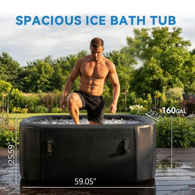 Alt view image 5 of 6 - XXL Ice Bath Tub for Athletes, Portable Bathtub, Inflatable Cold Plunge Tub with Cover& Pump,193-Gallon Long-Lasting Insulation, Water-Absorbent Mat, for Outdoor & Indoor Use
