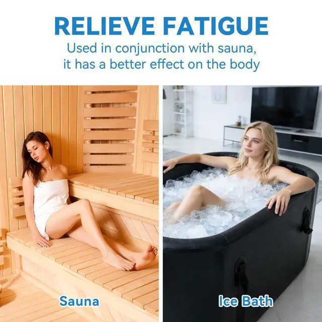 Alt view image 6 of 6 - XXL Ice Bath Tub for Athletes, Portable Bathtub, Inflatable Cold Plunge Tub with Cover& Pump,193-Gallon Long-Lasting Insulation, Water-Absorbent Mat, for Outdoor & Indoor Use