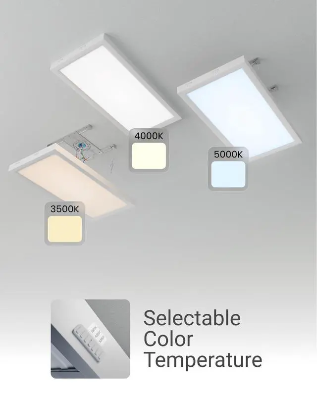 Alt view image 3 of 6 - Sunco 6 Pack 1x2 LED Flat Panel Lights, Dual Selectable CCT 3500K/4000K/5000K & Selectable Wattage 16W/18W/20W, 2000 LM, Dimmable Triac, Back-Lit Drop Ceiling Troffer Replacement Light - ETL, FCC
