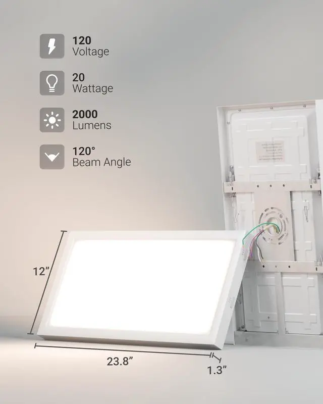 Alt view image 6 of 6 - Sunco 6 Pack 1x2 LED Flat Panel Lights, Dual Selectable CCT 3500K/4000K/5000K & Selectable Wattage 16W/18W/20W, 2000 LM, Dimmable Triac, Back-Lit Drop Ceiling Troffer Replacement Light - ETL, FCC
