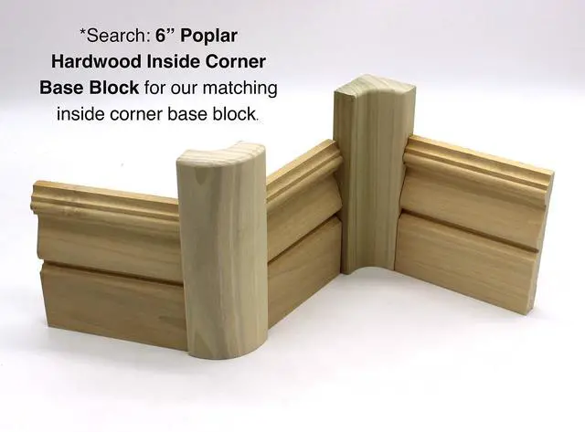 Alt view image 6 of 6 - 3/4" x 2 1/4" x 6" Poplar (Paint Grade) Outside Radius Corner Base Block Bullnose - Fits 3/4" Radius, Trim Molding (50)