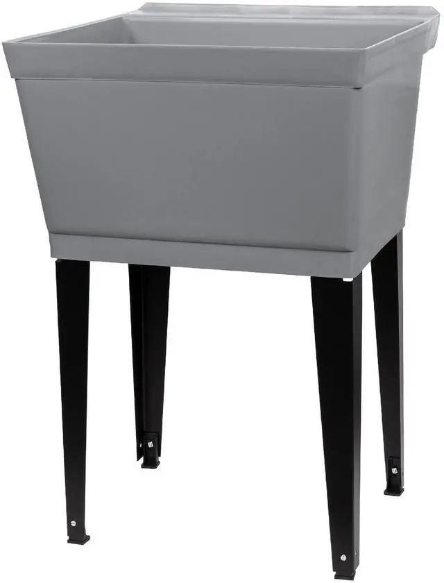 Main image of 19 Gallon Utility Sink Laundry Tub by with Adjustable Metal Legs, Ideal for Laundry room, Basement, or Garage Workshop. Heavy Duty Shop Sink. No Faucet Included (Grey)
