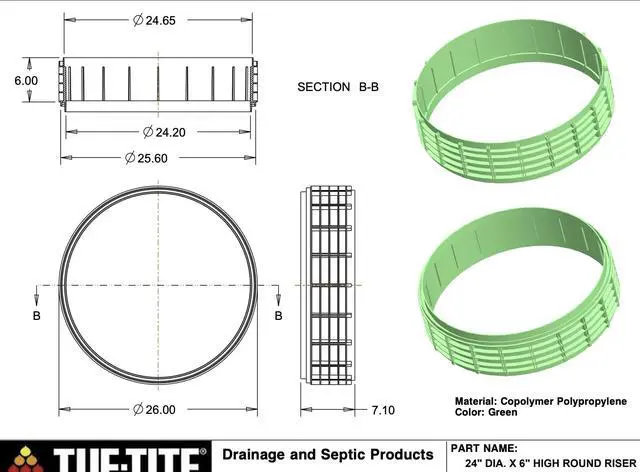 Alt view image 2 of 4 - 24x6 riser, flat lid & ring 3 piece bundle (TUF TITE - 24x6 KIT)