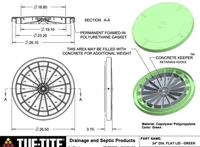 Alt view image 3 of 4 - 24x6 riser, flat lid & ring 3 piece bundle (TUF TITE - 24x6 KIT)