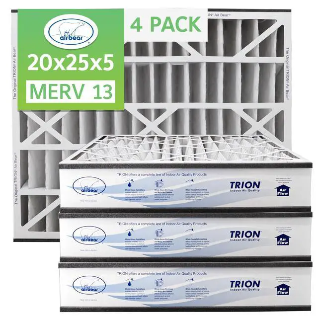 Alt view image 2 of 2 - 20x25x5 Air Bear Pleated HVAC Air Filter MERV 13 (4-Pack) (Actual Size: 19.75 x 24.25 x 4.9 Inches) compatible with part no: 266649-102