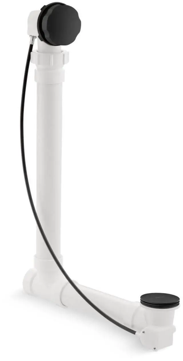 Main image of K-7213-BL Clearflo Cable Bath Drain with PVC Tubing, Metal Control Hande, Cable-Activated Bath Drain, Matte Black