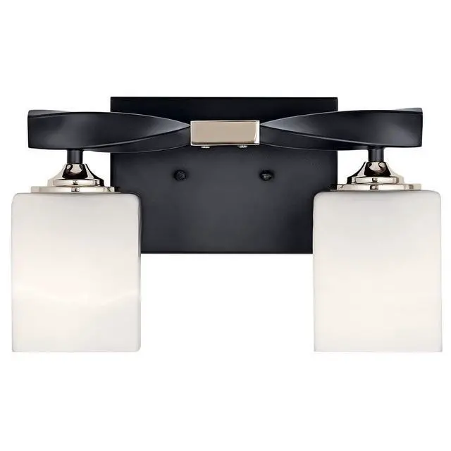 Alt view image 4 of 6 - Marette 13.5 inch 2 Light Vanity Light with Satin Etched Cased Opal Glass in a Rich Champagne Bronze, for Bathroom and Powder Rooms, (13.5" W x 8" H), 55001CPZ