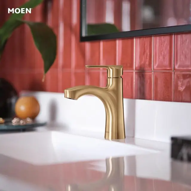 Alt view image 2 of 6 - Findlay Bronzed Gold Single-Handle Bathroom Faucet, Single-Hole Setup with Deckplate, 84516BZG