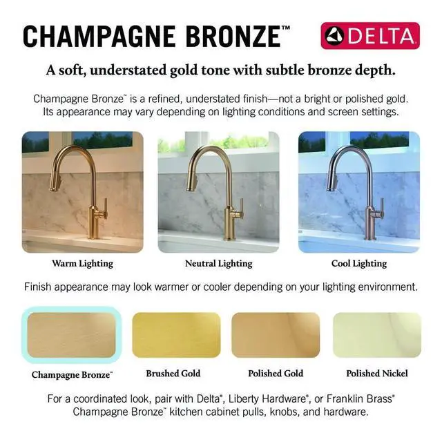 Alt view image 4 of 6 - Faucet Trinsic Gold Bar Faucet, Bar Sink Faucet Single Hole, Wet Bar Faucets Single Hole, Prep Sink Faucet, Faucet for Bar Sink, Kitchen Faucet, Champagne Bronze 1959LF-CZ