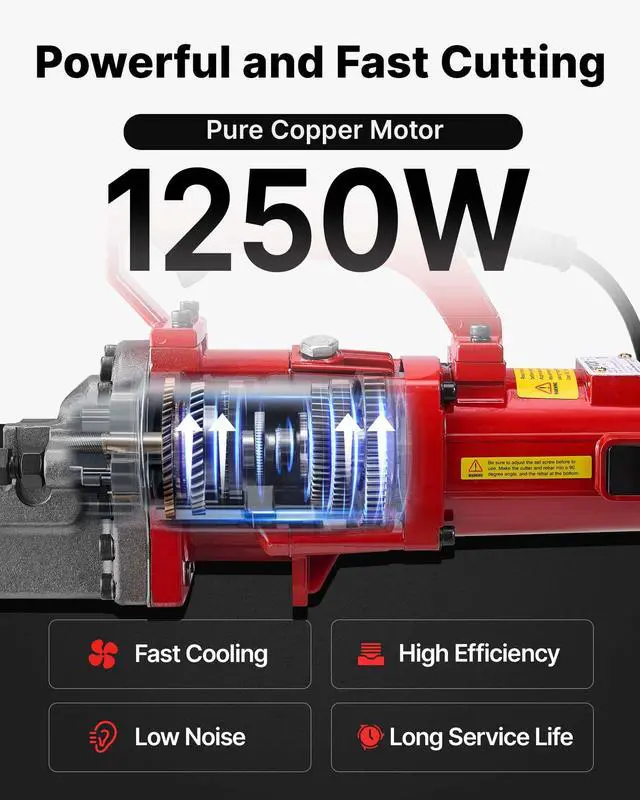 Alt view image 3 of 6 - Electric Hydraulic Rebar Cutter 1250W 110V - Portable, Cuts #6 4-20mm Rebar in 4 Seconds, with Stainless Steel Carry Case