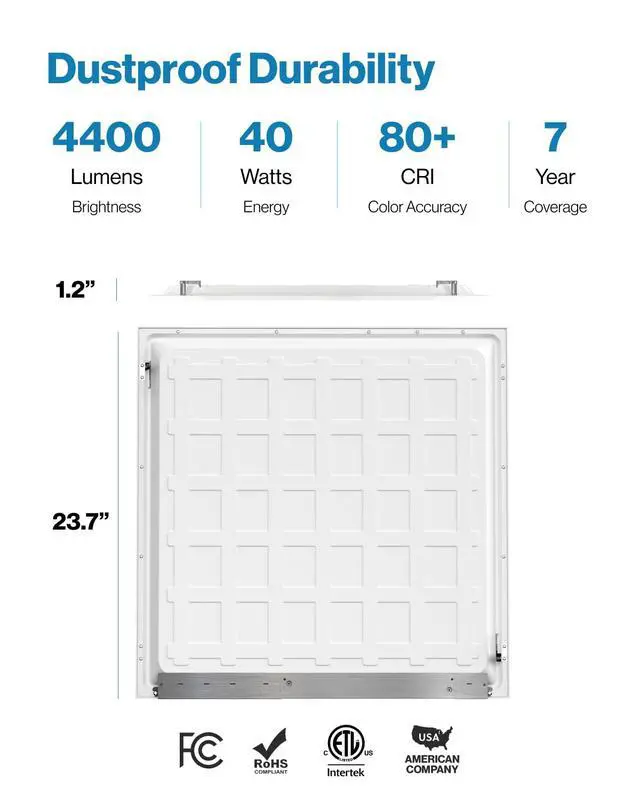 Alt view image 6 of 6 - Sunco 6 Pack 2x2 LED Flat Panel Light for Drop Ceiling, Commercial Troffer Replacement Lighting Fixture, 4400 LM, 40W, Selectable CCT 4000K/5000K/6000K, Dimmable (0-10V), Dustproof ETL