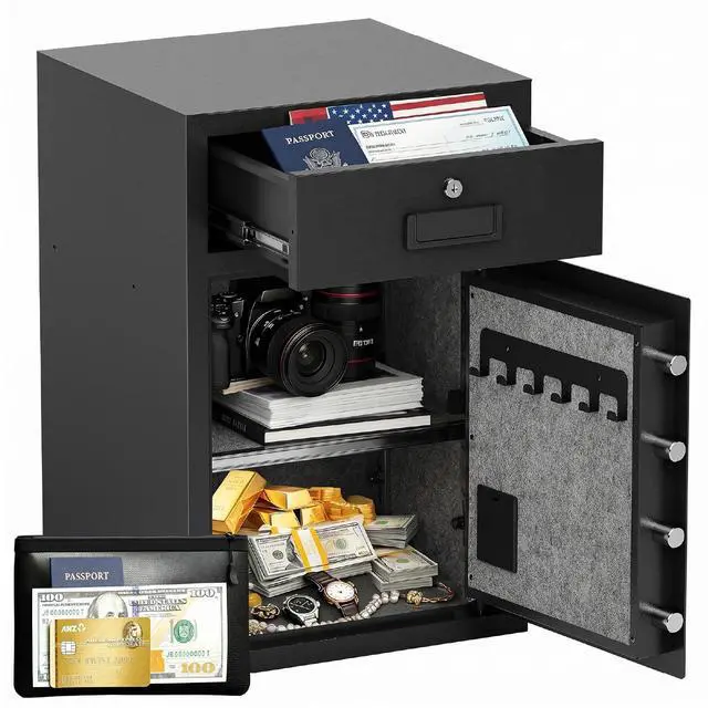 Main image of 5.1 Cu Ft Heavy Duty Drawer Safes Home Safe with Fireproof and Waterproof Bag Safe Box with Digital Keypad Alarm System Removable Shelf for Cash Files Office Hotel