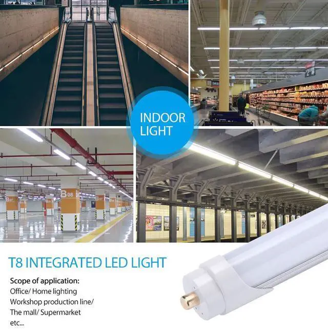 Alt view image 6 of 6 - 8FT LED Tube Light, T8 8FT LED Bulbs 45W 5000K Daylight White FA8 Base Tube Lights, Fluorescent Light Bulbs Replacement, Frosted Cover, 5400Lumens, Dual-End Powered(25 Pack)