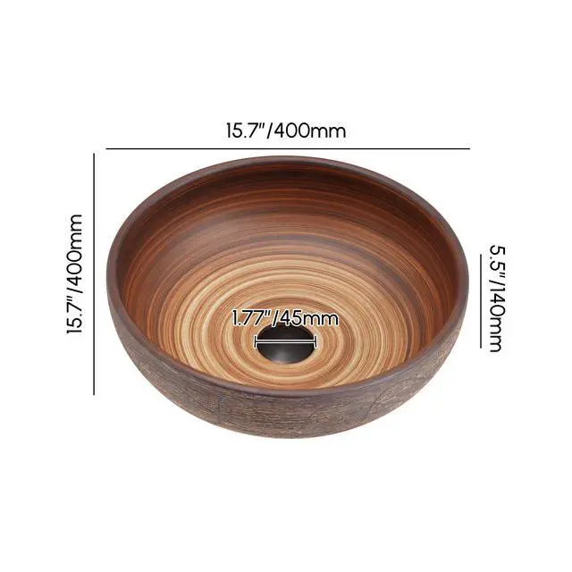 Alt view image 2 of 6 - Bathroom Vessel Sink, 15.07" Round Bowl Sink Retro Ceramic Washbasin Above Counter for Bathroom,Without Pop-up Drain