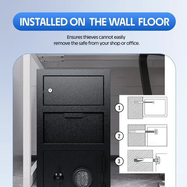 Alt view image 6 of 6 - 5.6 CuFt Drop Safe for Business Money Safes with Drop Slot Cash Depository Safes Box with Additional Locking Safe Anti-Fishing and Digital Combination for Home Office Hotel Restaurant Liquor Store