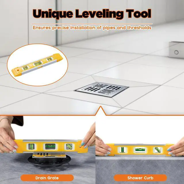 Alt view image 6 of 6 - Shower Curb Kit, Full Shower Installation Set with 38" x 60" Tray, Curb, Membrane, Seals, ABS Bonding Flange, Corners, Trowel & Level, Center Outlet