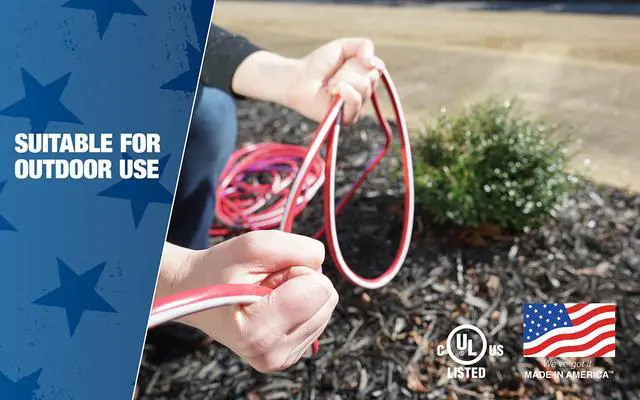 Alt view image 3 of 6 - Extension Cord - Built for Outdoor & Indoor Power Use with Contractor-Grade Durability - Heavy-Duty SJTW Jacket - UL Certified - 12/3 SJTW - Red/White/Blue - 100 Foot