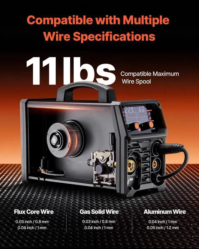 Alt view image 6 of 6 - Pro MIG Welder, 200A Pluse Mig Welding Machine, 5-in-1 Multi-Functional Welder Machine MIG Pluse/Gas MIG/Flux Core MIG/Stick/Lift TIG, 110V/220V Dual Voltage Aluminum Mig Welder with LCD Display