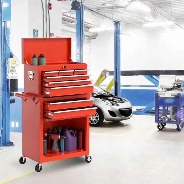 Alt view image 2 of 6 - 8-Drawer High Capacity Rolling Tool Chest, Removable Cabinet Storage Tool Box with Wheels and Drawers