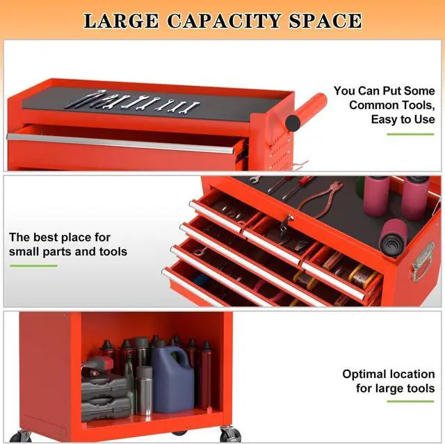 Alt view image 4 of 6 - 8-Drawer High Capacity Rolling Tool Chest, Removable Cabinet Storage Tool Box with Wheels and Drawers