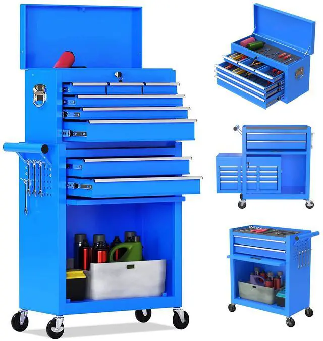 Main image of 8-Drawer High Capacity Rolling Tool Chest, Removable Cabinet Storage Tool Box with Wheels and Drawers, Detachable Toolbox with Lock for Workshop Mechanics Garage