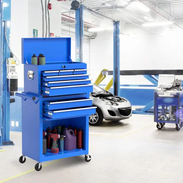 Alt view image 2 of 6 - 8-Drawer High Capacity Rolling Tool Chest, Removable Cabinet Storage Tool Box with Wheels and Drawers, Detachable Toolbox with Lock for Workshop Mechanics Garage