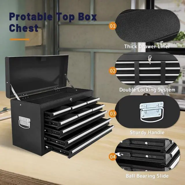 Alt view image 4 of 6 - 13-Drawer Rolling Tool Chest with Double Doors, 2 in 1 Detachable Rolling Tool Chest with Drawers, Mobile Tool Cabinet Combo, Metal Large Lockable Tool Box for Garage Workshop (Black)