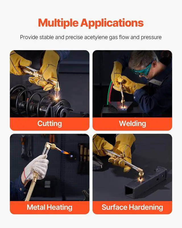 Alt view image 6 of 6 - Oxygen Acetylene Torch Kit, Gas Welding Cutting Torch Kit, 14PCS Portable Oxy Acetylene Brazing Set with 177'' Long Twin-Hose, Cutting Nozzle, 3 Welding Tips & Carry Case (without Gas Cylinder)