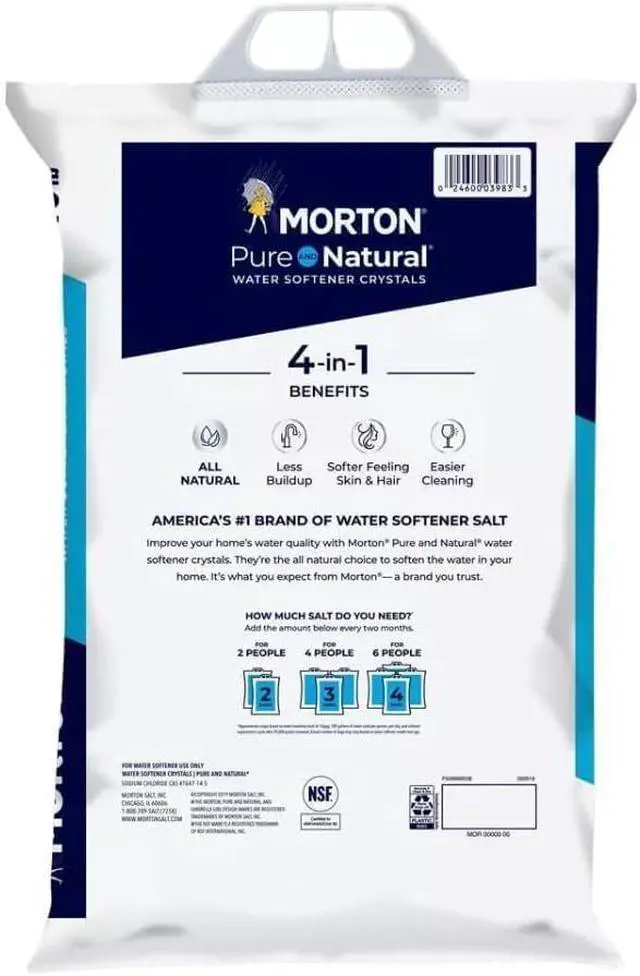Alt view image 3 of 6 - (4 PK) Morton Water Softener Salt Crystals, Pure and Natural 4 in 1, 40 pounds