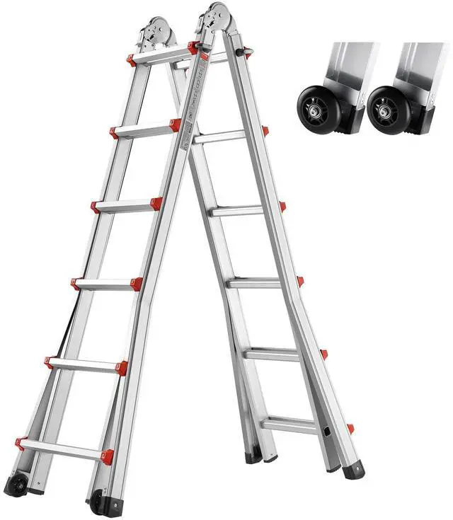 Main image of Telescoping A Frame Ladder, 20.5 FT Compact Aluminum Extension, Multi-Function Portable Collapsible RV, for Homework Stairs Indoor Outdoor Roof, 330lb Load