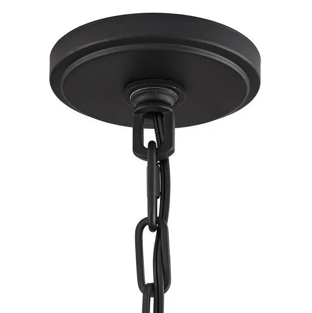 Alt view image 5 of 6 - Pendant Light Fixture - Charleston Black Metal, Clear Glass, Farmhouse Pendant Light for Kitchen Islands, Living Rooms, Dining Rooms, Foyers, and Bedrooms - 13 1/2" Wide, 16" High