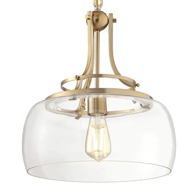 Alt view image 3 of 6 - Charleston Brass Hanging Pendant Lighting 13 1/2" Wide Modern Industrial LED Clear Glass Shade Fixture for Dining Room Living House Home Foyer Kitchen Island Entryway Bedroom