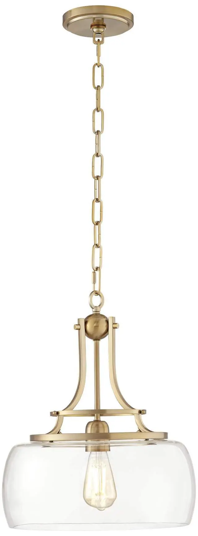 Alt view image 6 of 6 - Charleston Brass Hanging Pendant Lighting 13 1/2" Wide Modern Industrial LED Clear Glass Shade Fixture for Dining Room Living House Home Foyer Kitchen Island Entryway Bedroom