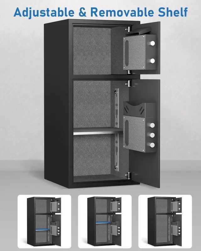 Alt view image 3 of 6 - 6.0 Cubic Extra Large Home Safe Box Fireproof Waterproof, Digital Home Security Safe Box with Adjustable Shelf & Deposit Slot, Money Safes with Backlit Keypad & Dual Alarm for Home Office