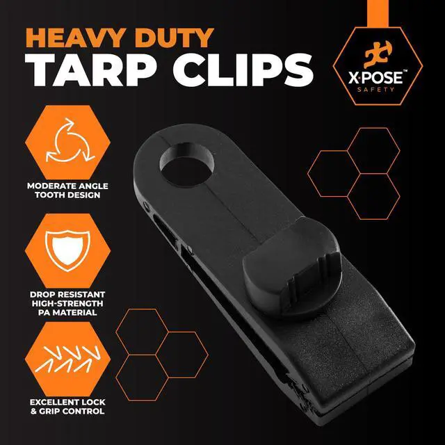Alt view image 3 of 6 - 75 Pack Heavy Duty Reusable Tarp Clips - Use with Canopy Tent, Awning, Camping, Boat Cover, Car Cover, Swimming Pool or Sun Shade - by