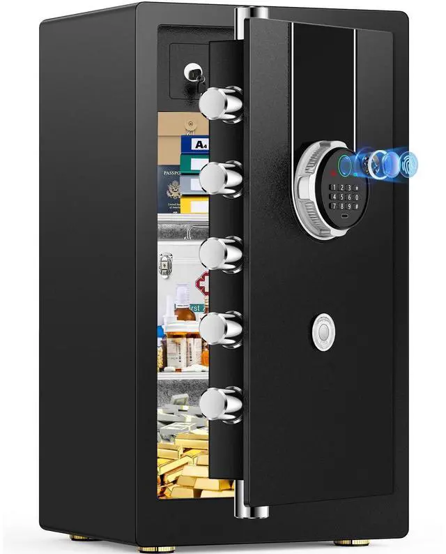 Main image of 8.5 Cubic Feet Large Biometric Safe Box, Home Safes Water Fireproof, Duty Document Safe with Bottom Hidden Compartment, Anti-Theft Dual Alerts, Mute Mode, Digital Security for Home and Business