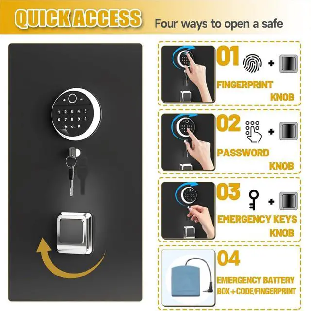 Alt view image 3 of 6 - No Assembly Required Gun Safe for Rifles and Pistols Fingerprint,14" W x 58" H Adjustable Gun Cabinet for Home,14-15 Gun Safes for Rifle and Password Lock,Black