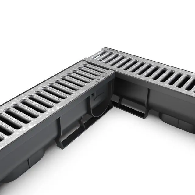 Alt view image 2 of 6 - Vodaland - 3 Inch Easy 1 Premium Trench Drain Channel - Galvanized Stamped Steel Grating (5)