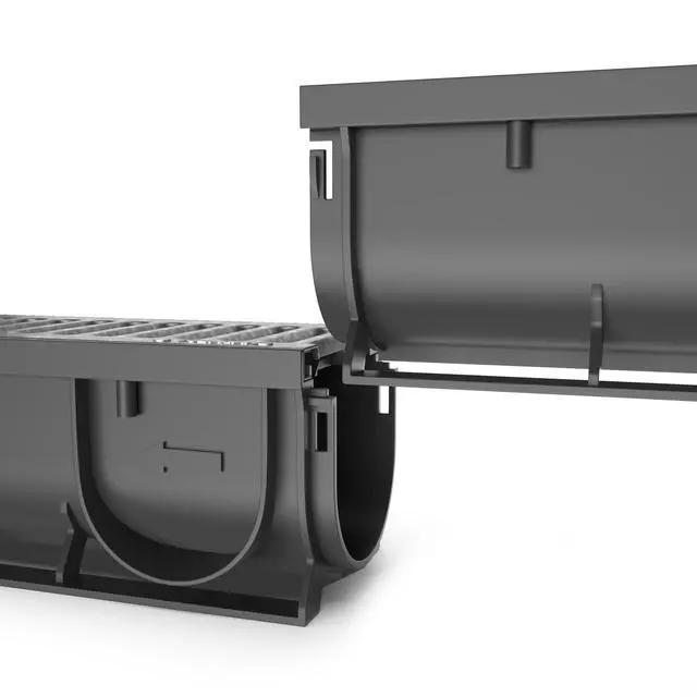Alt view image 3 of 6 - Vodaland - 3 Inch Easy 1 Premium Trench Drain Channel - Galvanized Stamped Steel Grating (5)