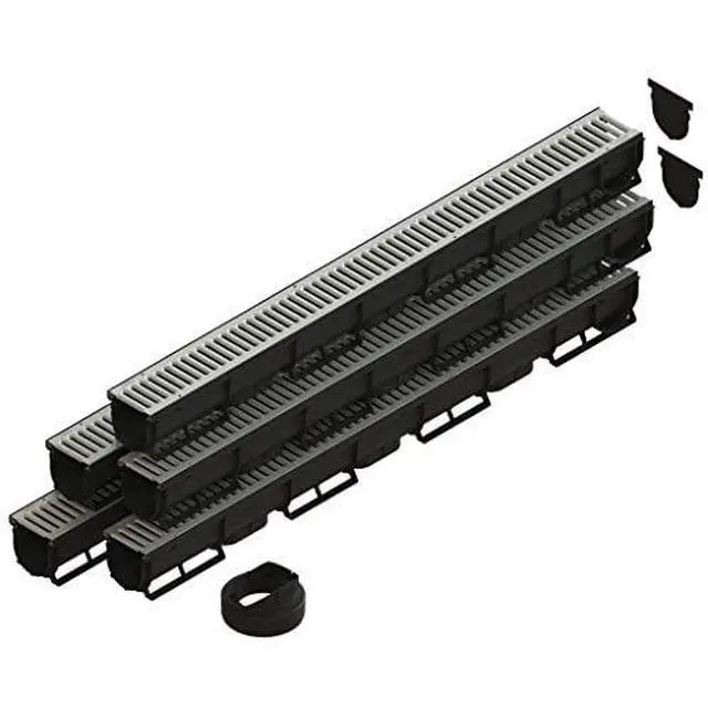 Alt view image 4 of 6 - Vodaland - 3 Inch Easy 1 Premium Trench Drain Channel - Galvanized Stamped Steel Grating (5)