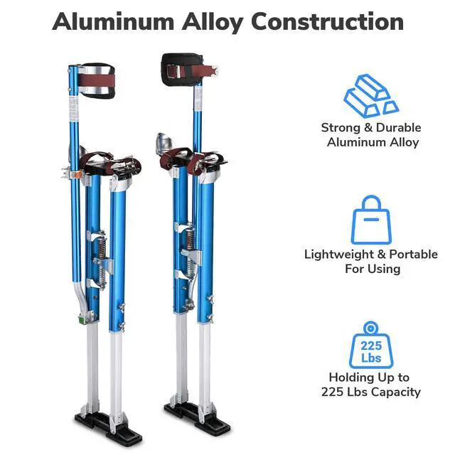 Alt view image 4 of 6 - Drywall Stilts 36" - 50" Adjustable Aluminum Drywall Tools with Extra Pair of Upgraded Stilt Strap System Padded Knee Straps & Foot Bands for Complete Secure Fit & All-day Comfort