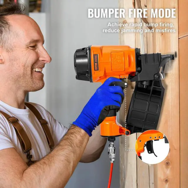 Alt view image 4 of 6 - Coil Siding Nailer MCN70, 1-3/4" to 2-3/4" 15 Degree Pneumatic Siding Nail Gun, 70-120PSI Air Coil Nailer for Pallet, Crating, Framing, Siding and Fencing