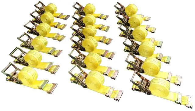 Main image of E-Track Ratchet Tie Down Straps, 2 in x 15 ft, 4,400 lb Breaking Strength, 18-Pack