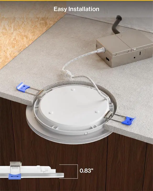 Alt view image 4 of 6 - Sunco 24 Pack 6 Inch LED Recessed Light with Night Light, Canless Recessed Lighting, 1500 LM, 15W (150W Equivalent), Selectable CCT 2700K/3000K/4000K/5000K/6000K, Dimmable, with Junction Box
