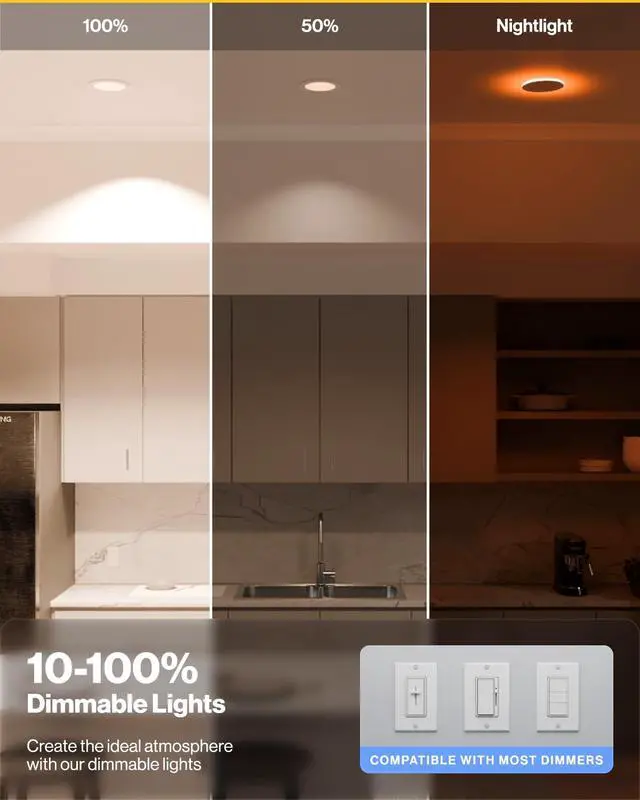 Alt view image 6 of 6 - Sunco 24 Pack 6 Inch LED Recessed Light with Night Light, Canless Recessed Lighting, 1500 LM, 15W (150W Equivalent), Selectable CCT 2700K/3000K/4000K/5000K/6000K, Dimmable, with Junction Box