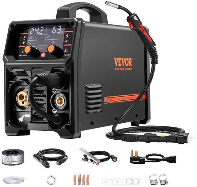 Main image of MIG Welder, 200A Synergic Mig Welding Machine, 4-in-1 Gas MIG/Flux Core MIG/Stick/Lift TIG Multi-Process Welder Machine, 110V/220V Dual Voltage Mig Welder with IGBT Inverter & LCD Screen Display