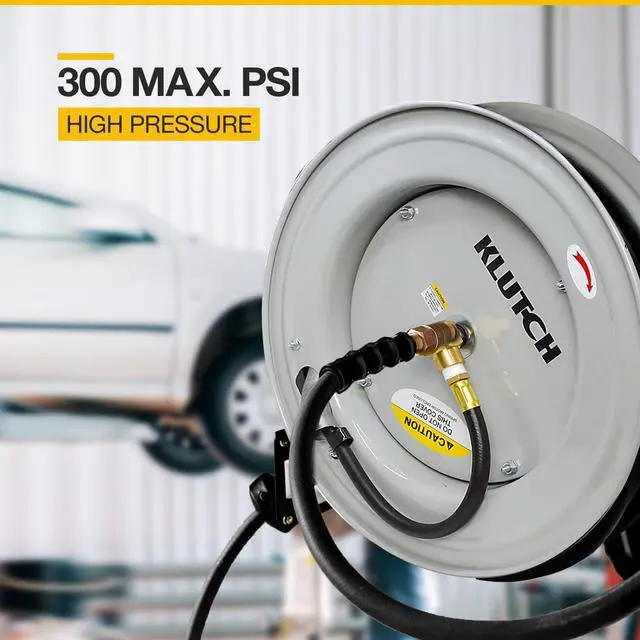 Alt view image 2 of 6 - Auto Rewind Air Hose Reel - with 1/2in. x 50ft. Rubber Hose, 300 PSI