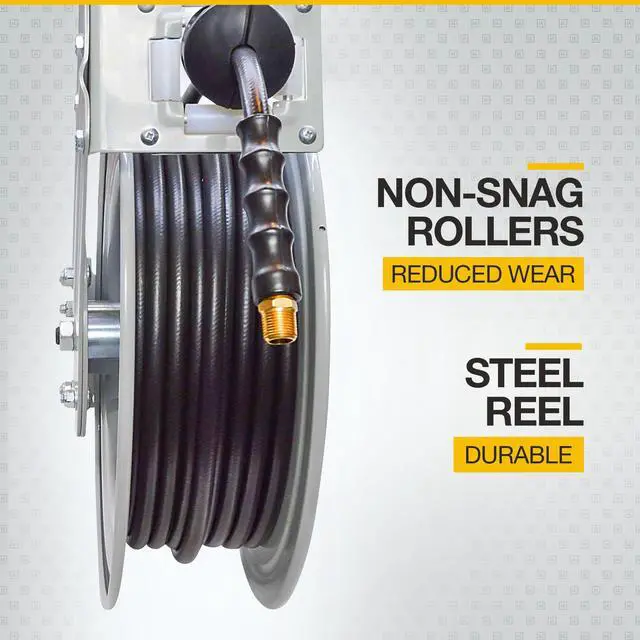 Alt view image 5 of 6 - Auto Rewind Air Hose Reel - with 1/2in. x 50ft. Rubber Hose, 300 PSI