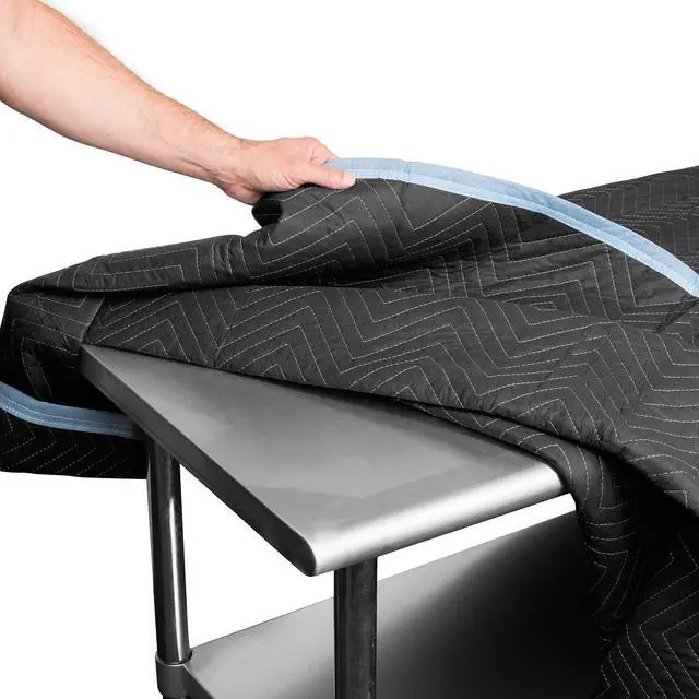Alt view image 2 of 6 - 12 Heavy-Duty Moving & Packing Blankets - Ultra Thick Pro - 80" x 72" (65 lb/dz weight) - Professional Quilted Shipping Furniture Pads Black