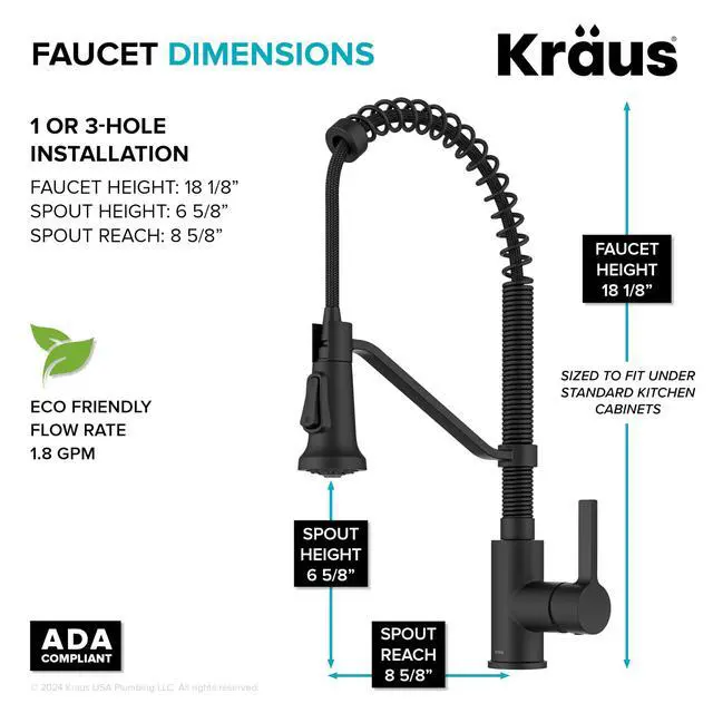 Alt view image 5 of 6 - Britt Commercial Style 2-Function Single Handle Pull Down Kitchen Faucet in Matte Black, KPF-1693MB